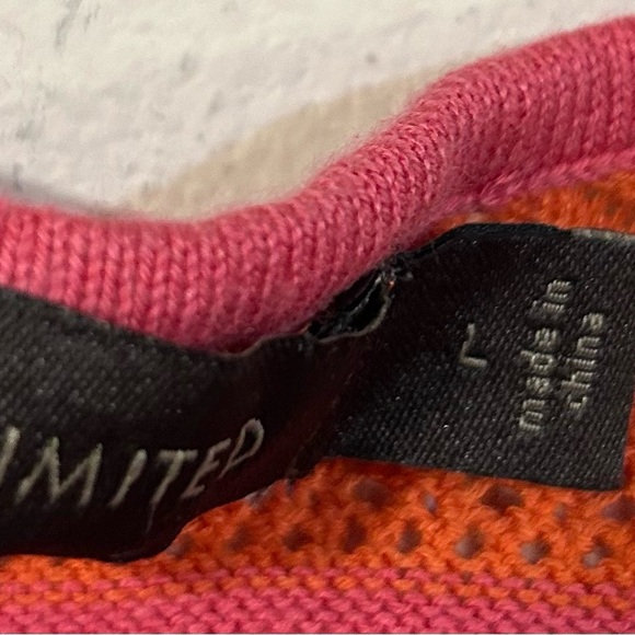 The Limited Lightweight Sweater Short Sleeve Pink & Orange Striped Large - Picture 4 of 4